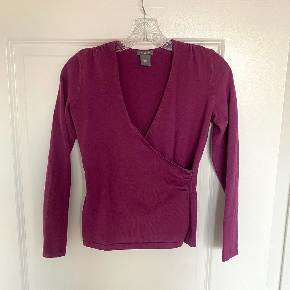 Ann Taylor Purple V-Neck Sweater